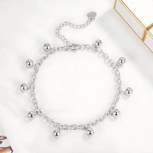 925 Sterling Silver Adjustable Bell Anklet, Dual-purpose anklet/bracelet with Lobster Clasp, Up to 10.5 inches for Women - Image 4