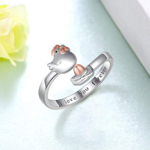 Chicken Ring 925 Sterling Silver Chicken Hen Egg Open Rings Chicken Lover Gifts for Women Animal Adjustable Ring Jewelry for Women - Image 4