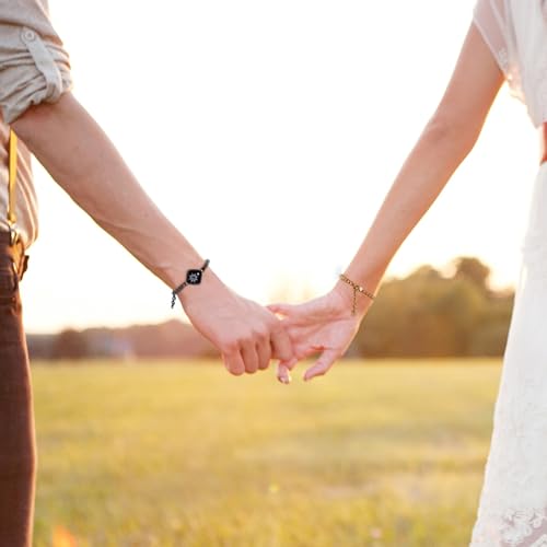 Long Distance Touch Bracelets,Vibration & Light up Couples Bracelets, Remote Smart Matching Bracelet for Couples Long Distance Relationship Girlfriend Boyfriend Xmas Gifts Bracelet Men Women jewelry - Image 3