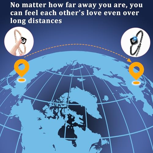 Long Distance Touch Bracelets,Vibration & Light up Couples Bracelets, Remote Smart Matching Bracelet for Couples Long Distance Relationship Girlfriend Boyfriend Xmas Gifts Bracelet Men Women jewelry - Image 4